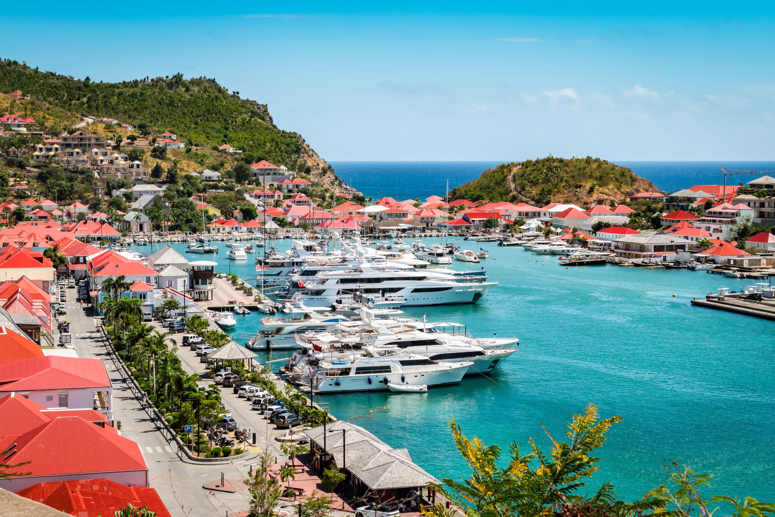 Yacht harbour and coastline in St Barthélemy