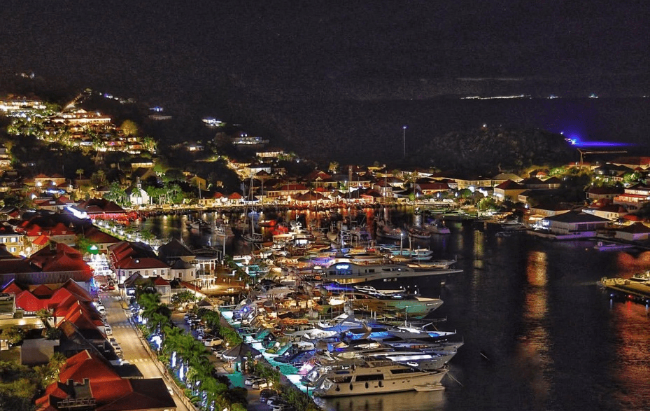 Yachts moored in Gustavia harbour